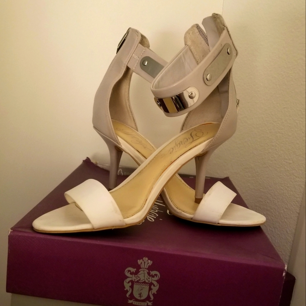 Fergie Nimble white cement heel